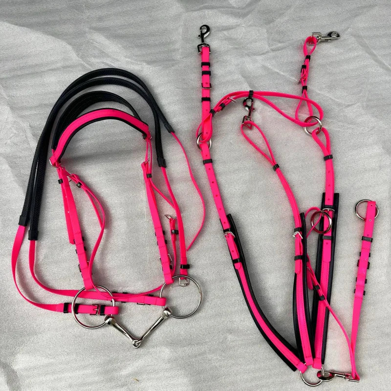 Endurance Marathon Stainless Steel Horse Bridle PVC Padded Nose Band Brow Band Reins A variety of Colors Riding Equestrian