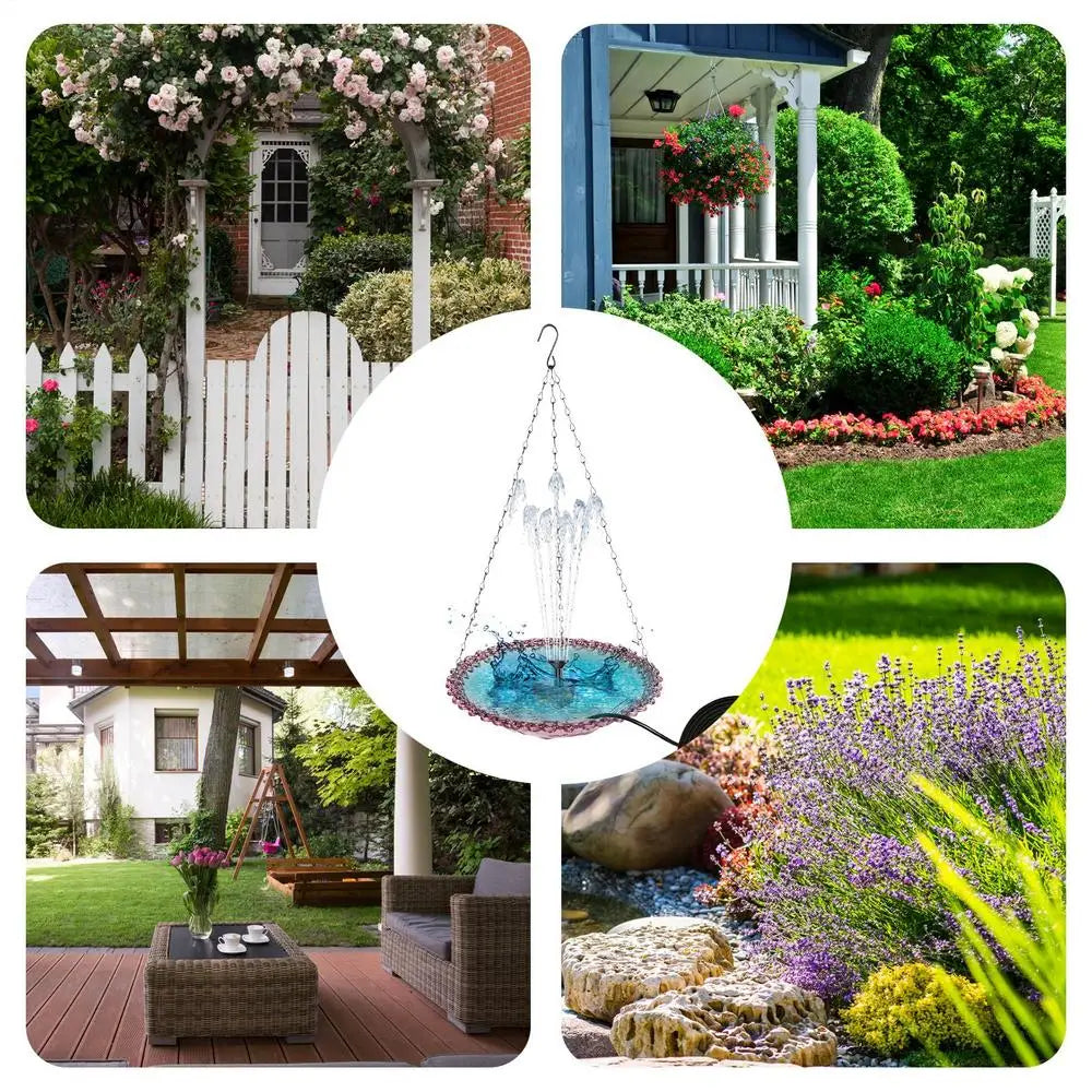 Bird Bath For Outside Hummingbird Hangable Food Feeder USB Charging Hangable Bird Feeder And Bath With Fountain Pump