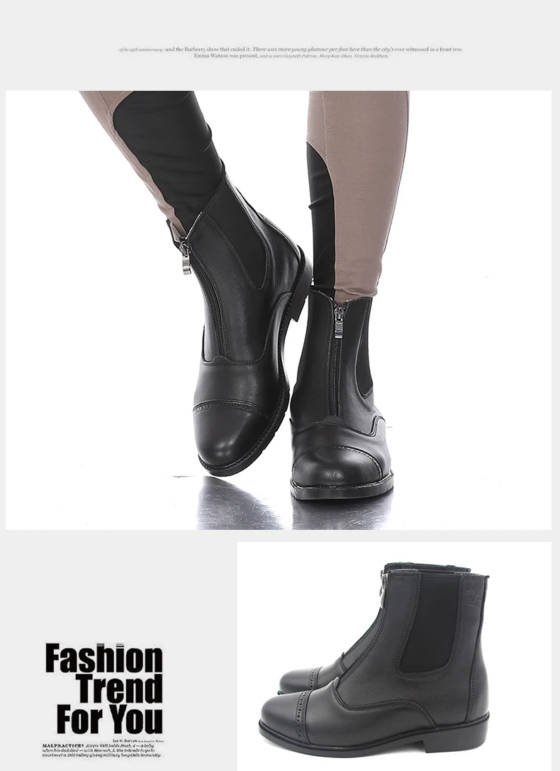 Aoud Horse Riding Boots Equestrian Boots Full Leather High Quality Zipper Shoes Men Women
