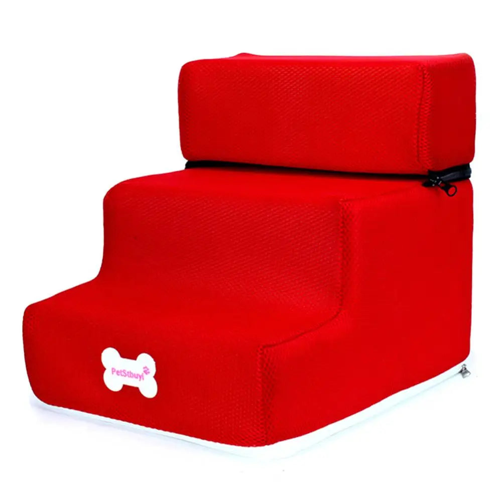 Small Dog Cats Pet 3 Steps Stairs Sofa Stairs Pet Dog Cats Ramp Climbing Stairs Removable Non-slip cover Detachable Bed Ladder Dog Bed