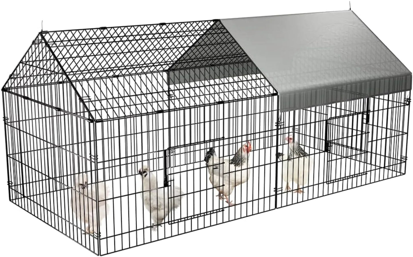 Chicken Coop 86"×40" Chicken Run Pen for Yard with Cover Outdoor Metal Portable Chicken Tractor Cage Enclosure Crate Outside