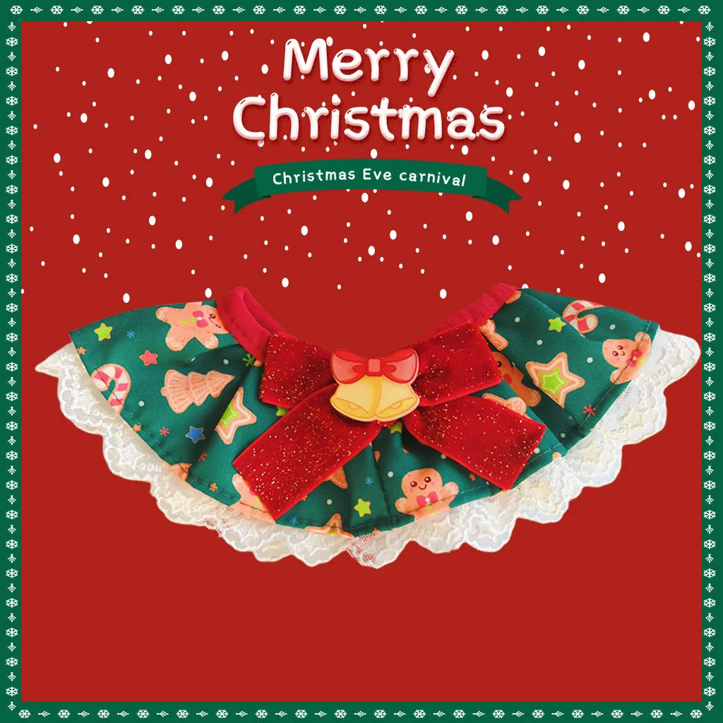 New Cat Necklace for Dog Christmas Water Towel Lace Water Towel Collar Adjustable Scarf Christmas Gift Photo Prop