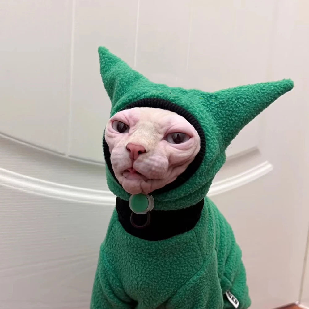 Winter Warm Hat for Sphynx Cat Adjustable Waffle Cold-proof Cap for Cats Cute Christmas Fleece Hat for Kittens Dogs Cat Supplies