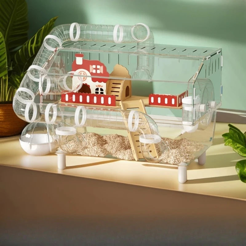 Transparent Acrylic Hamster House, with Tunnel,