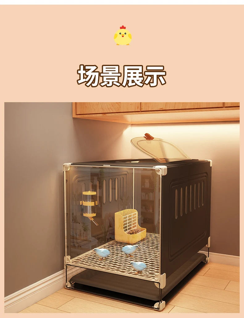 Large Quail Cage with 2-Tier Wire Floor & Droppings Tray, Ventilated Chicken Coop Foldable Breeding Box Educational Kids Project