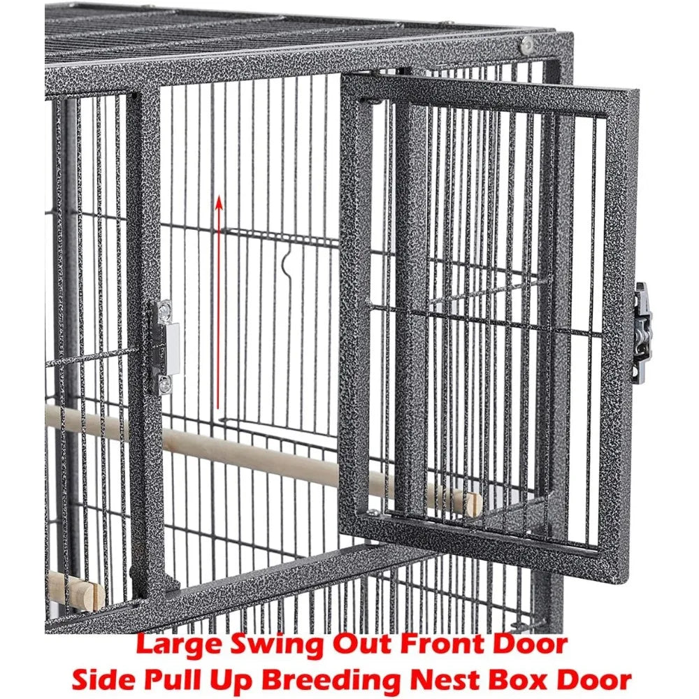 Combo Breeding Stacker Center Divided Breeder Bird Flight Cage Double Rolling Cage with Side Breeding Nest Door
