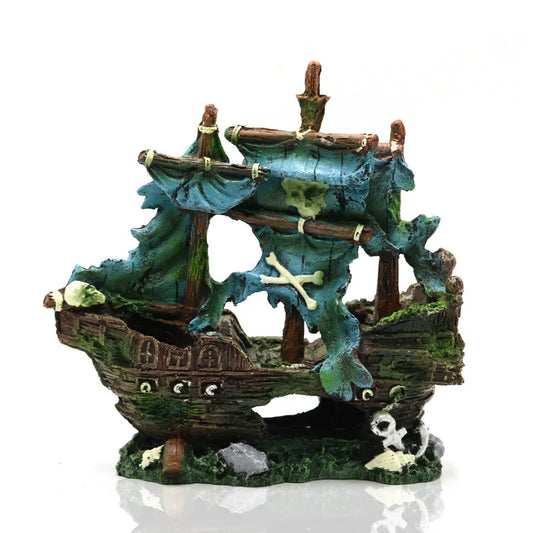 Aquarium Fish Tank Decorations Landscape Pirate Ship Wreck Ship Vintage Resin Design Boat Aquarium Accessories Home Decorations
