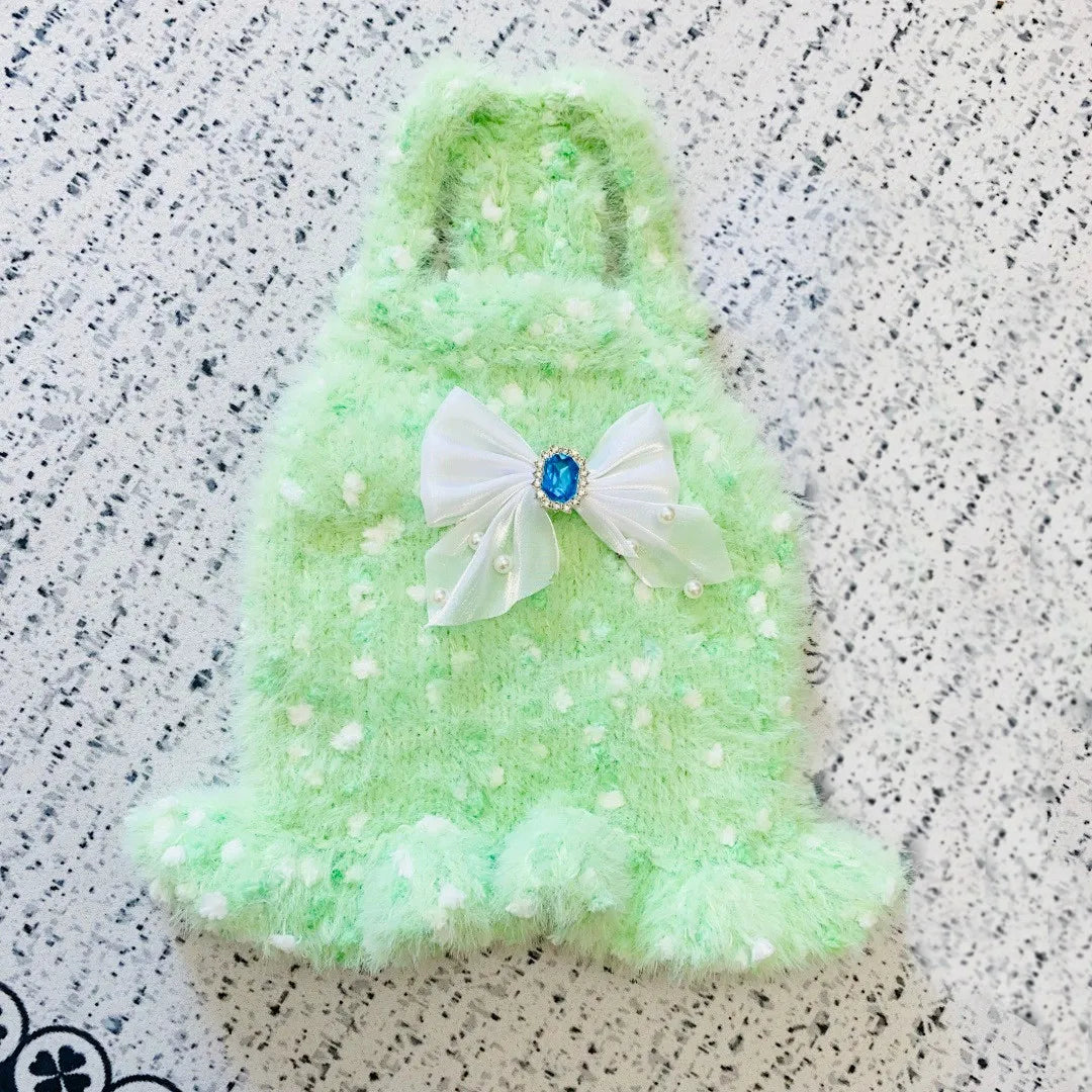 Super Cute Fluffy And Warm Pet Beanie Knitted Sweater For Winter Knitted Dress For Dogs And Cats.