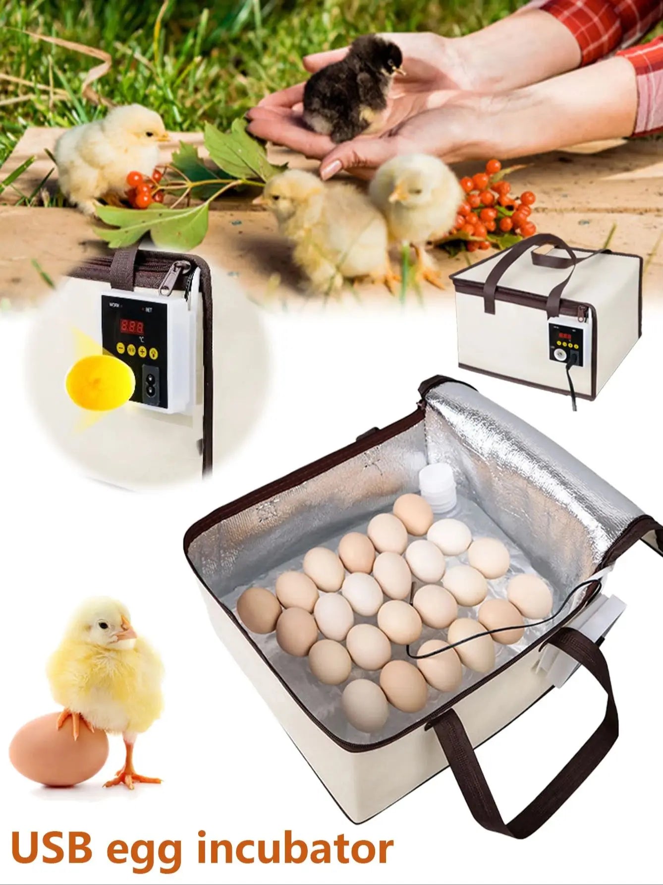 10 egg USB Egg Incubator with Thermostatic Incubator Manual Turnover Poultry Incubator Bionic Waterbed and Incubator