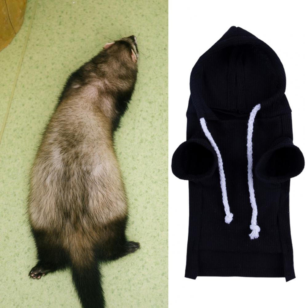 Cute Ferret Hoodie Solid Color Drawstring Hooded Sweatshirt Thick Fluffy Pet Hoodie Foreleg Elastic Hamster Guinea Pig Clothes