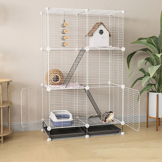 Small Animal Cage for Home Use  with Toilet, Large Rabbit Cage, Sugar Glider Breeding Squirrel Cage with Tray