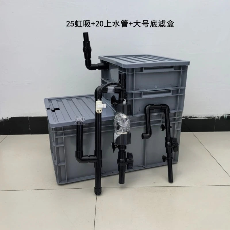 No punching, upper filter, bottom filter, siphon anti-overflow, automatic start-stop fish tank turnover box bottom filter