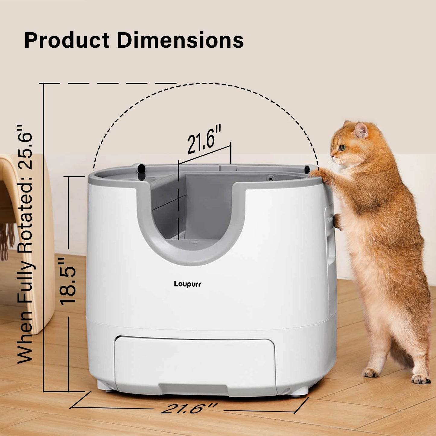 Loupurr L1 Open-Top Automatic Cat Litter Box Self-Cleaning, Easy Maintenance with Multi Safety Sensors, Large Capacity
