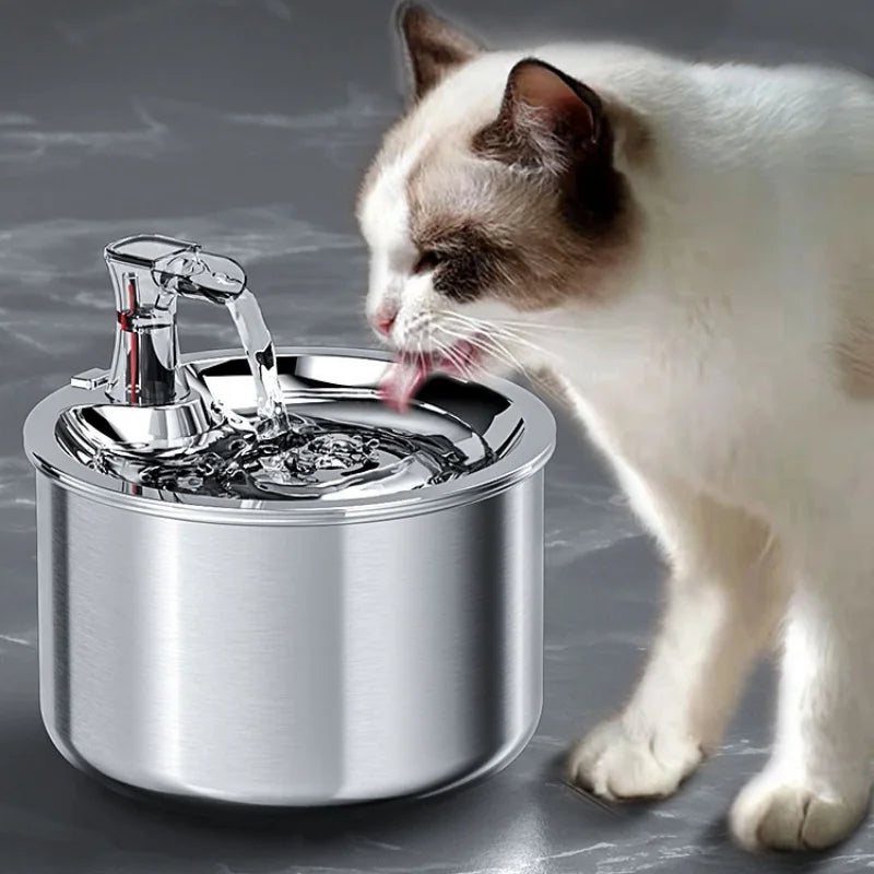 2L fully stainless steel pet water dispenser Automatic cat water fountain with optional sensor  and heater