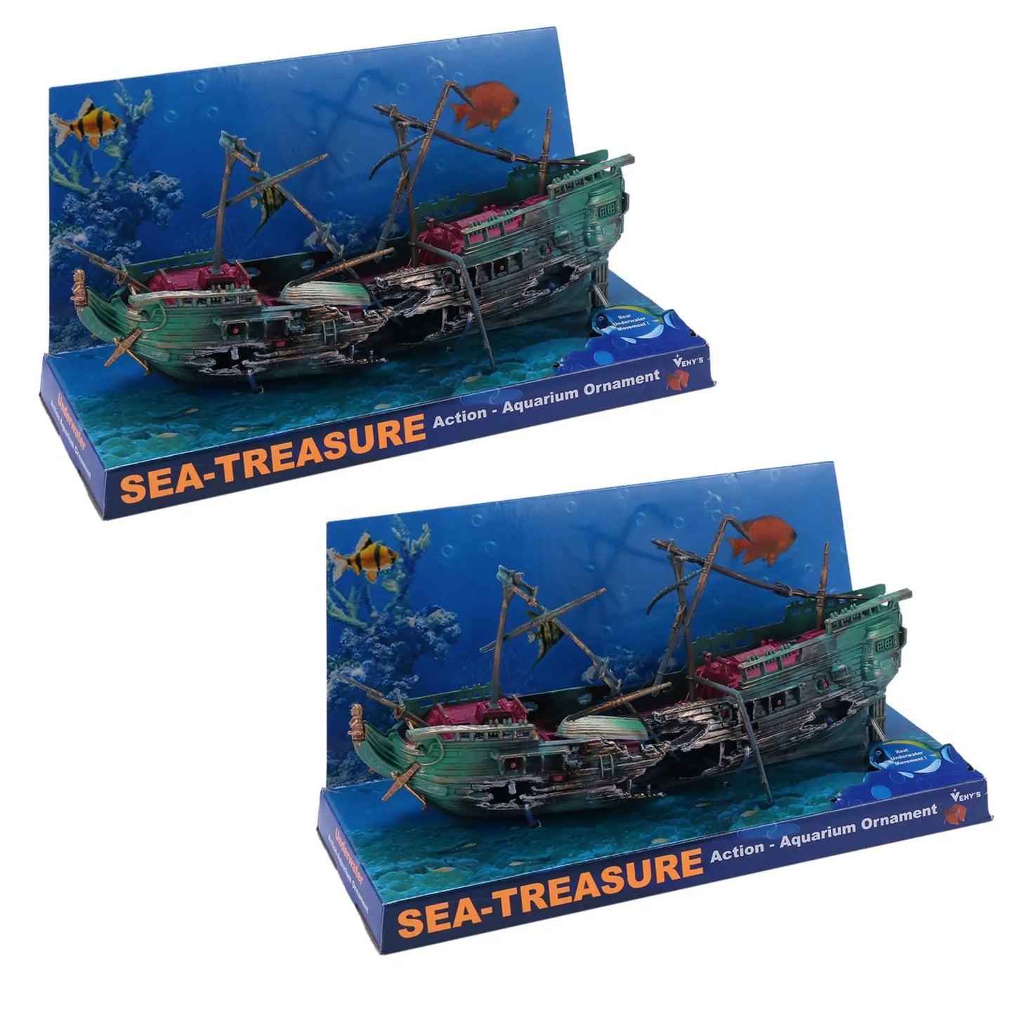 B62B-2X Large Aquarium Decoration Boat Plastic Aquarium Ship Air Split Shipwreck Fish Tank Decoration