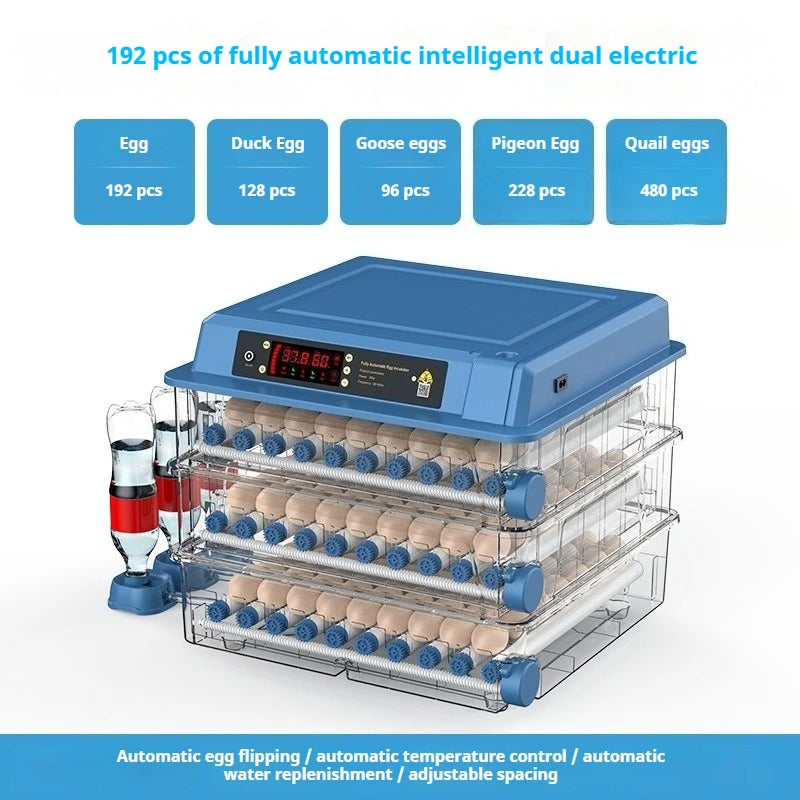 Intelligent Egg Incubator 6/9/12/15/24/36/48/56/64/98/120/128/152/176/192 Eggs for Ostrich Chicken Duck and other Birds