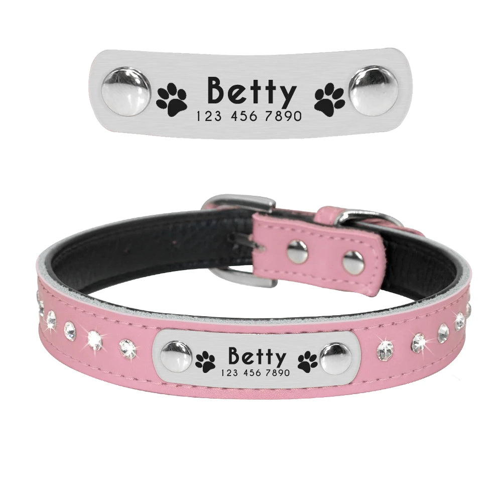Leather Cat Collar Personalized Cat Collar For Puppy Small Dogs Pet Kitten Nameplate Collar Free Engraving Adjustable