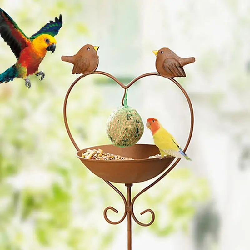 European Country Bird Feeder Ground Plug Bathing Tray Decorative Cast Bird Feeder Bird Bath for Outdoor Patio Courtyard