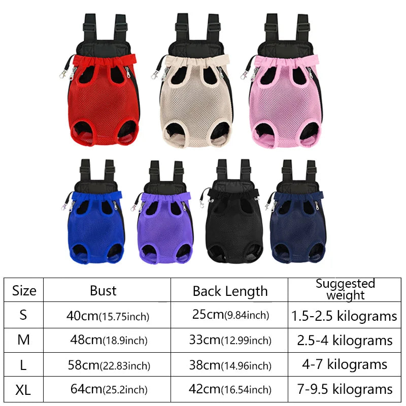 Adjustable Dog Front Carrier Legs Out Breathable Portable Travel Pet Dog Carrier Backpack Mesh Carrier for Dog Cats Outdoor