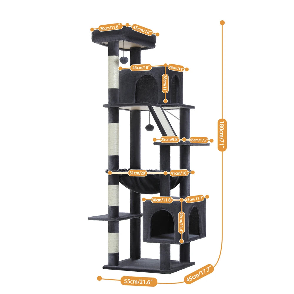 Large Cat Tree Tower Home Furniture Cat Tower Pets Hammock Sisal Cat Scratching Post Climbing Frame Spacious Perch