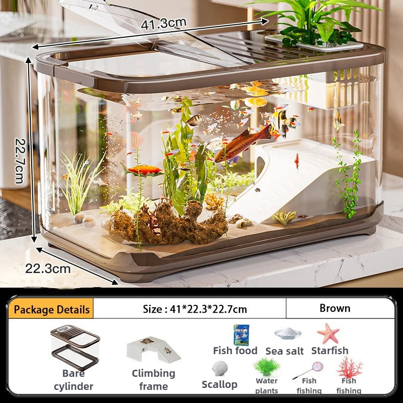 Aquarium Tank Plastic Turtle Terrariums Small Transparent Fish Incubator Box Desktop Fish Tanks Landscaping Display Boxes