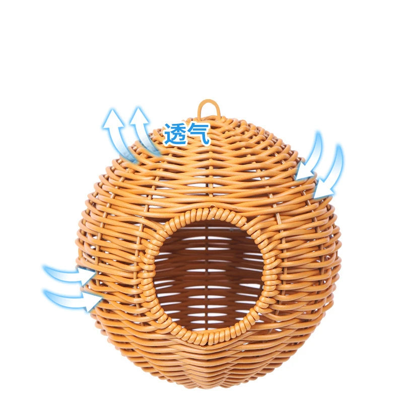 Bird Nest Fake Grass Handwoven Bird Cage House Parrot Canary Lovebird Parakeet Cockatiel Hatching Bird Hut