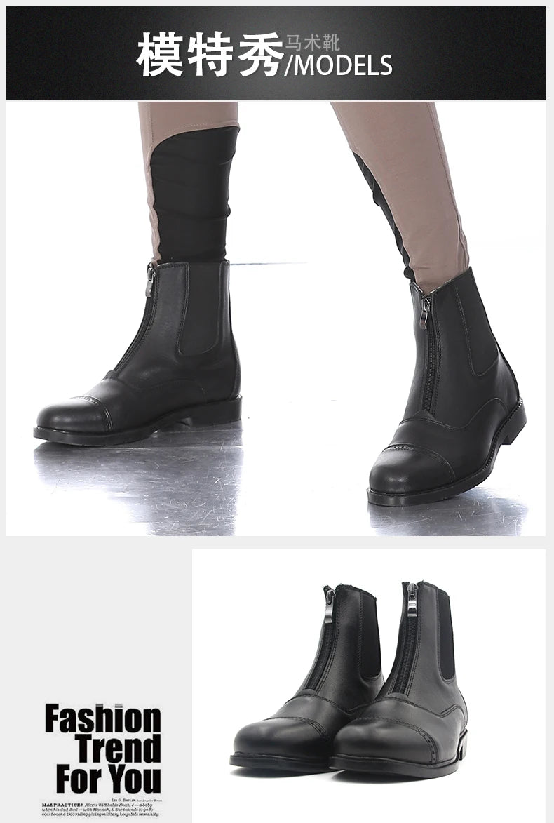 Aoud Horse Riding Boots Equestrian Boots Full Leather High Quality Zipper Shoes Men Women