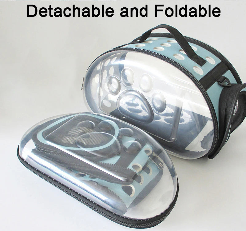 Portable Breathable Pet Carrier Backpack, Outdoor Handbag Transparent Foldable Breathable Pet Travel Shoulder Strap Bag