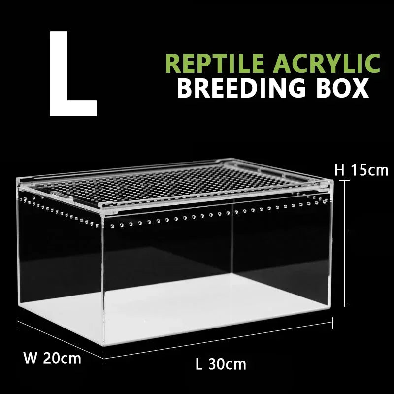 Reptile Anti-Escape Breeding Box Acrylic Transparent Breathable Amphibian Tank for Turtle Spider Lizard Snake Frog Reptiles Cage