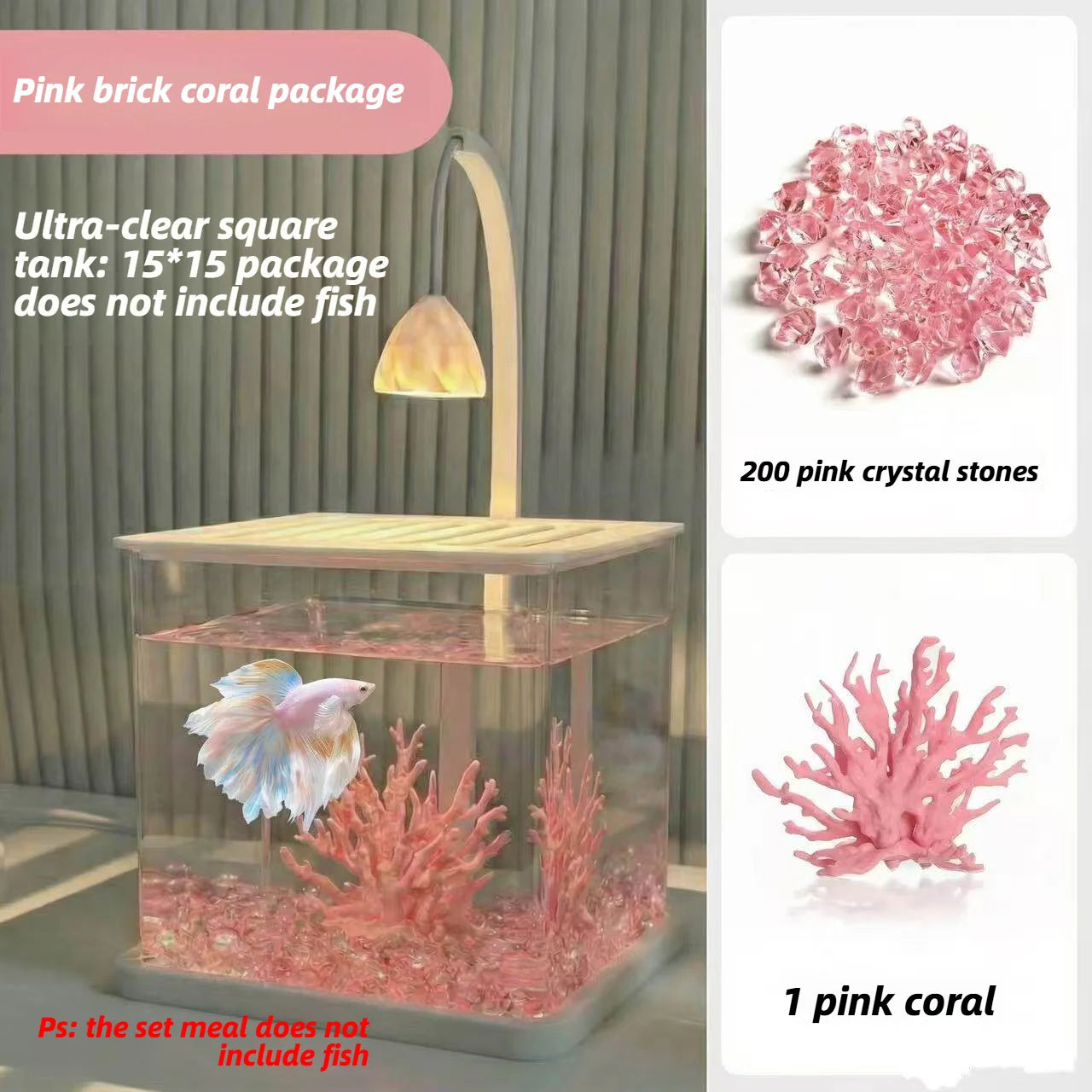Acrylic Fish Tank Ice Crystal Landscape Desktop Creative Ecological Fighting Fish Tank Complete Set Of Landscape Fish Tank Small