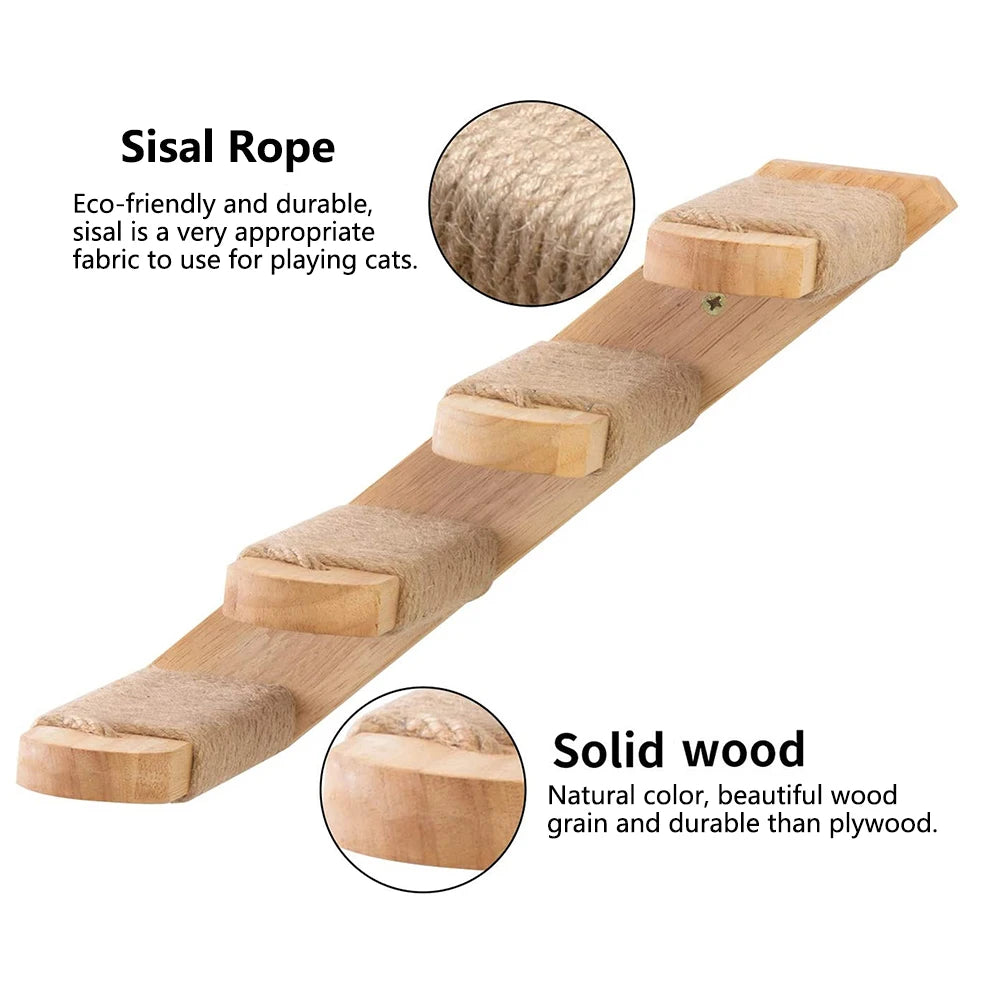 Cat Hammock and Stairway with Sisal Rope Wall Mounted Climbing Shelf Scratching Grinding Claws for Kitten Cats Furniture