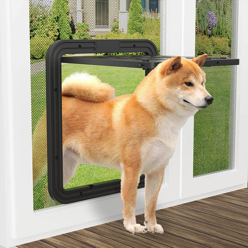 Large Dog Screen Door Flap Opening Dog Door for Screen Door with 4 Entry Ways Self-Closing Pet Screen Door for Dogs Cats