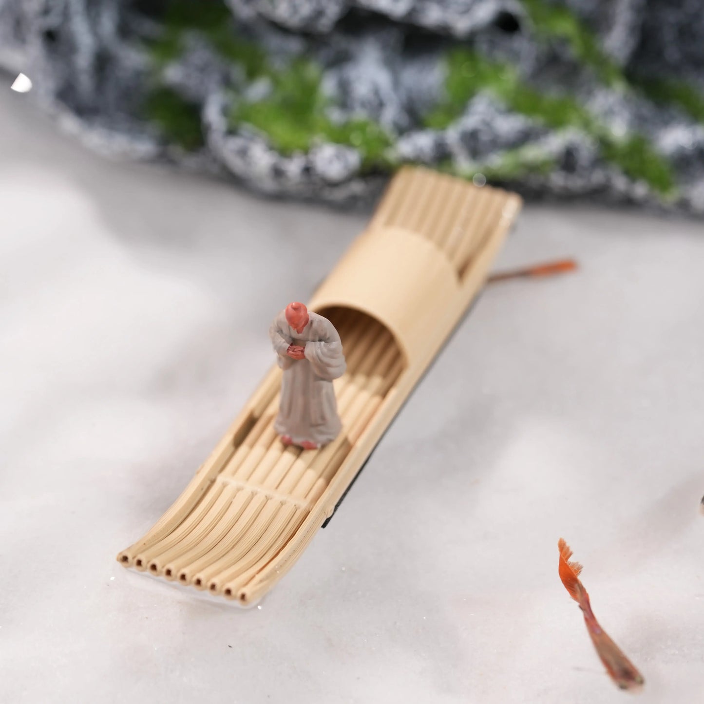 Floating Mini Boats Simulation Bamboo Raft for Fish Tank Bonsai Micro Landscape Decor Creative Decoration Aquarium Accessories