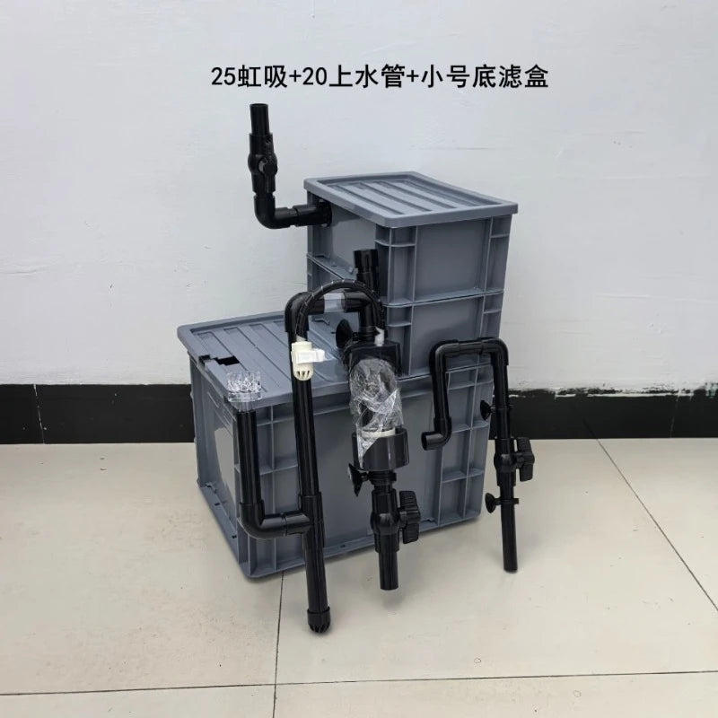 No punching, upper filter, bottom filter, siphon anti-overflow, automatic start-stop fish tank turnover box bottom filter