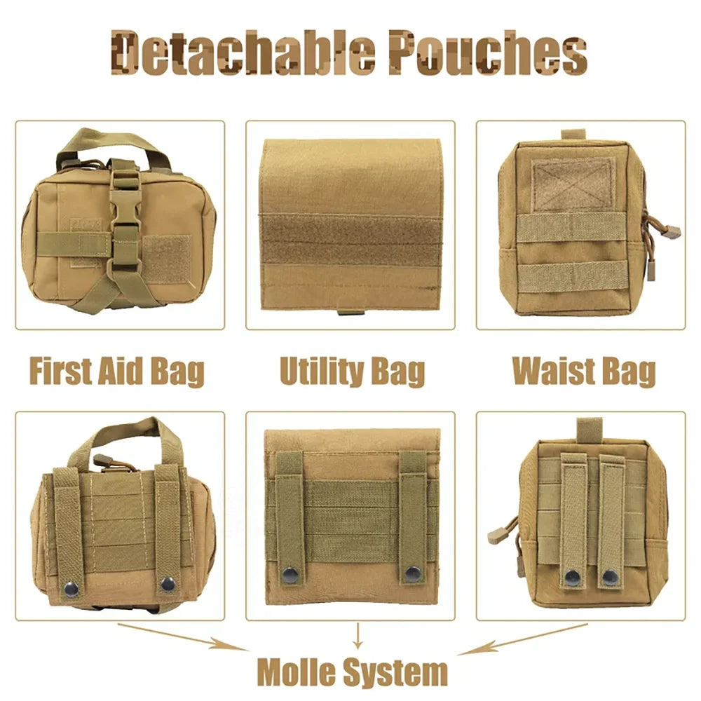 Tactical Dog Harness Pouches Set Military-Style Multi-purpose Nylon Bags Compatible with Dog Vests for Dogs Training & Adventure