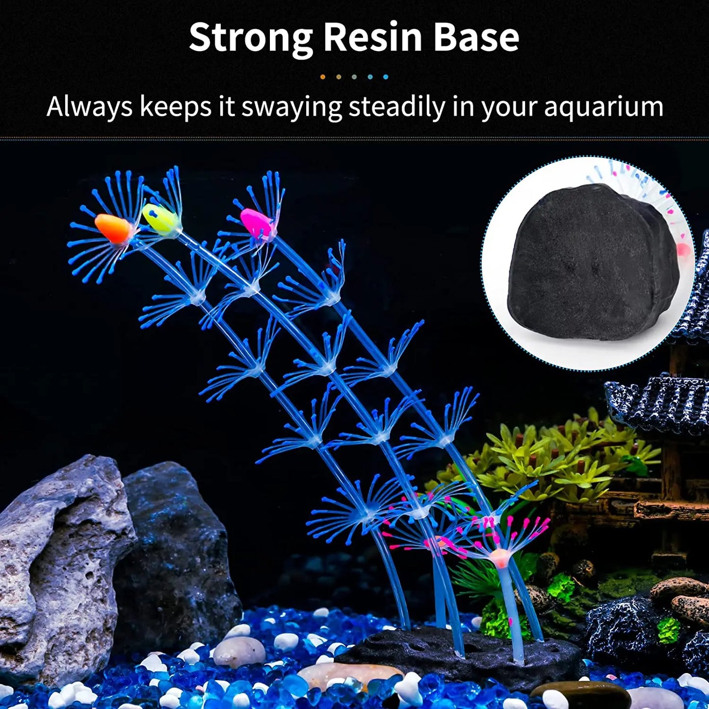 Glowing Silicone Coral Aquarium Decor with Suction Cups, Fish-Safe UV-Activated Plants for Saltwater/Freshwater Tank Setup