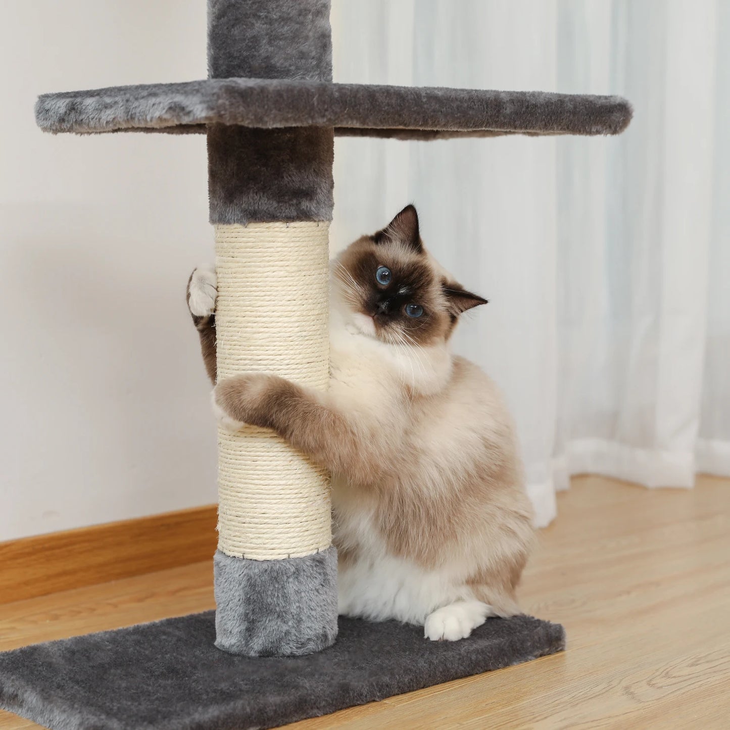 Adjustable Floor-to-Ceiling Vertical Cat Tree Tower Stable Tall Cat Climbing Tree Cat Kittens Cat Toy Suitable for Indoor Cats