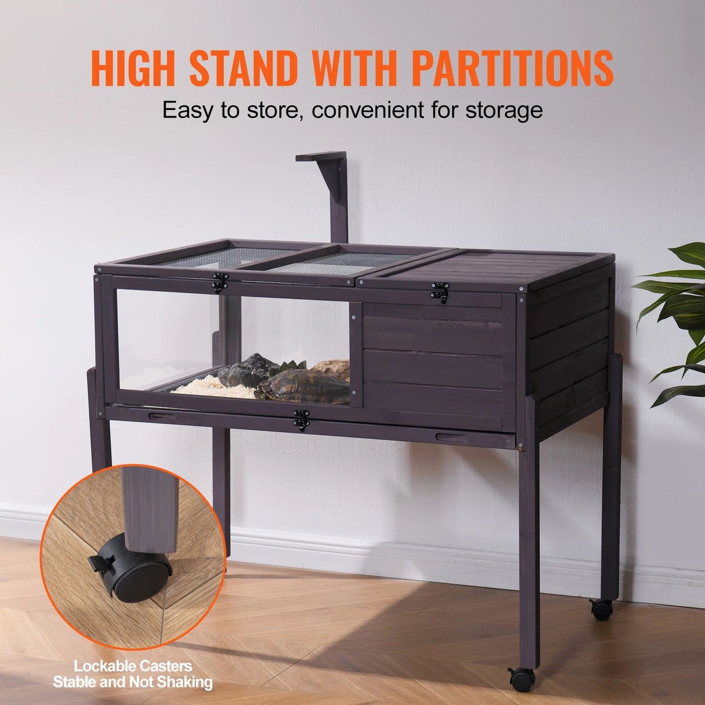 VEVOR Tortoise Habitat Tortoise House Indoor & Outdoor Rolling Tortoise Enclosure with Light Stand Reptile Enclosure Animal Cage