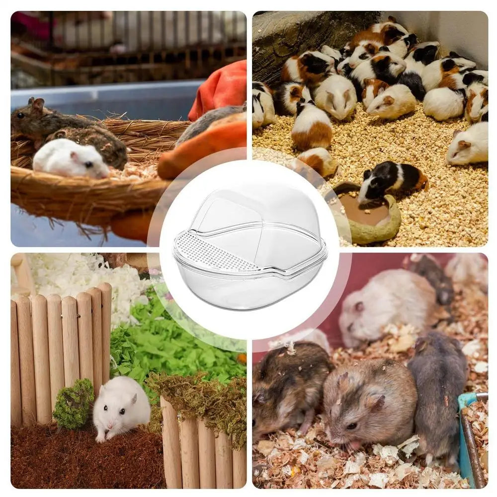 Hamster Sand Box Transparent Shower Room For Gerbil Large Transparent Hamster Toilet With Scoop Set Small Animals Cage
