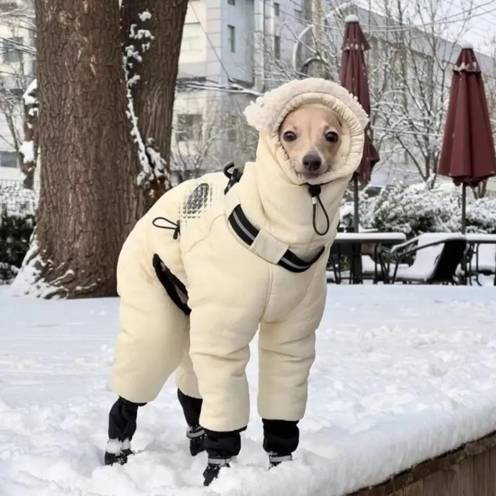 New Waterproof Winter Dog Jumpsuit Thickened Fleece Warm Big Dog Clothes Full Cover Big Dog Cotton-padded jacket Large Dog