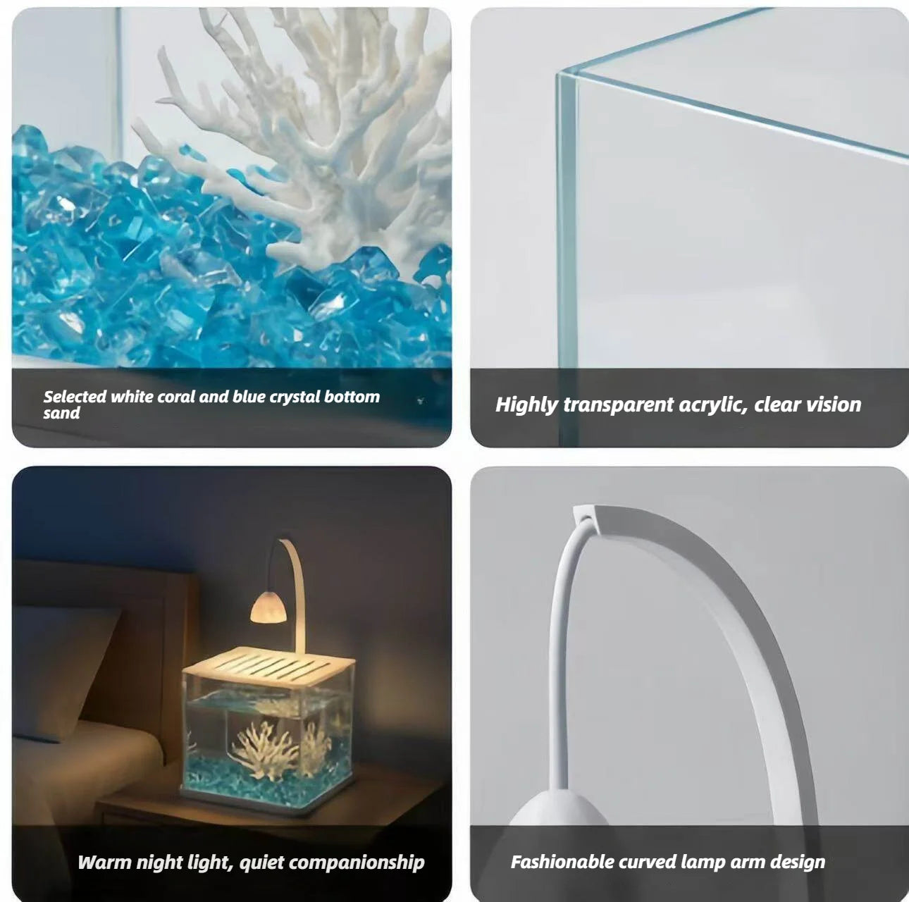 Acrylic Fish Tank Ice Crystal Landscape Desktop Creative Ecological Fighting Fish Tank Complete Set Of Landscape Fish Tank Small