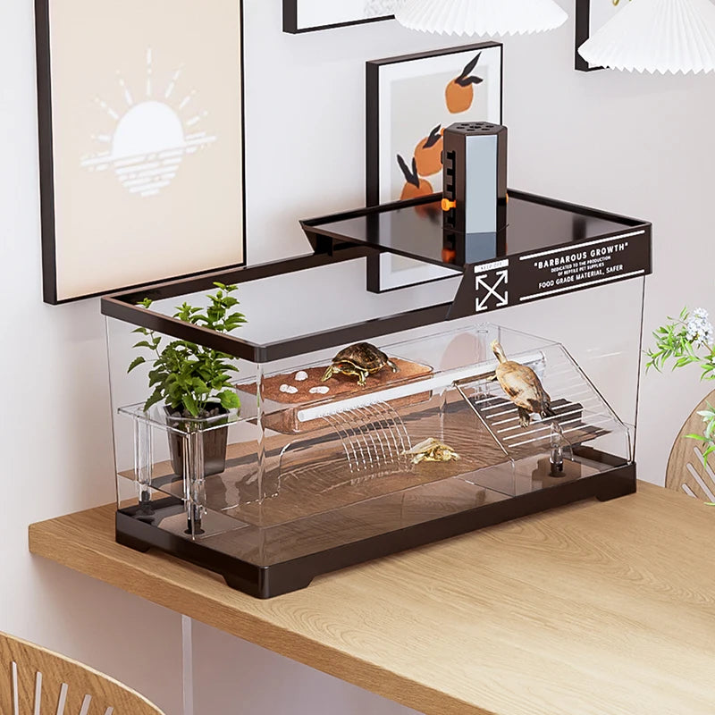 Reptile Terrariums Desktop Ecological Tank Amphibious Transparent Landscaping Terrariums Turtle Tarantulas Geckos Breeding Box
