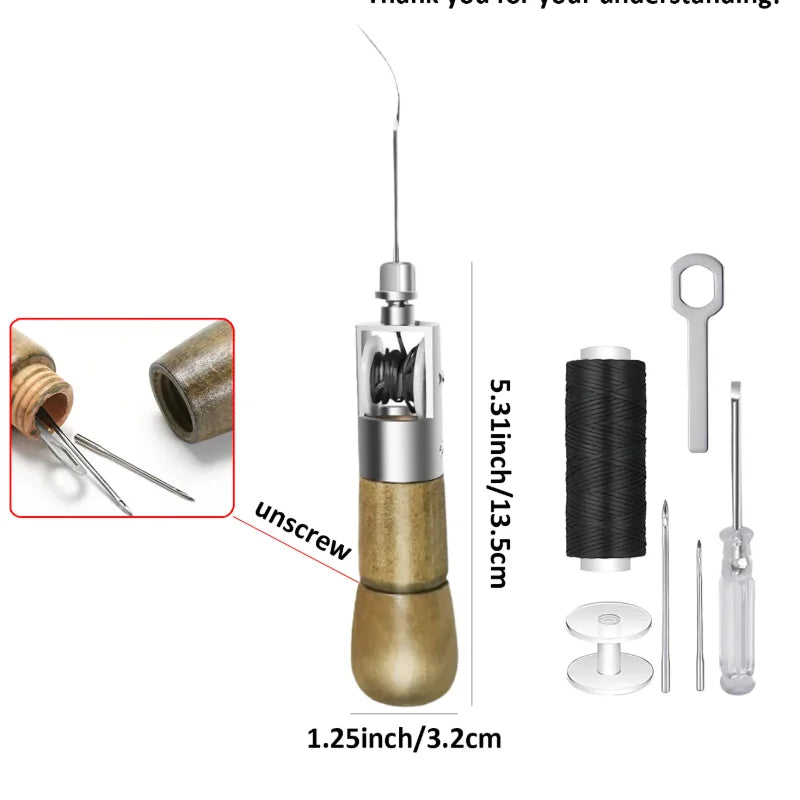 Professional Leather Sewing Awl Set, Quick Sewing Machine Sewing Tool, Suitable for DIY Handmade Repair, with 1 Set of Needles