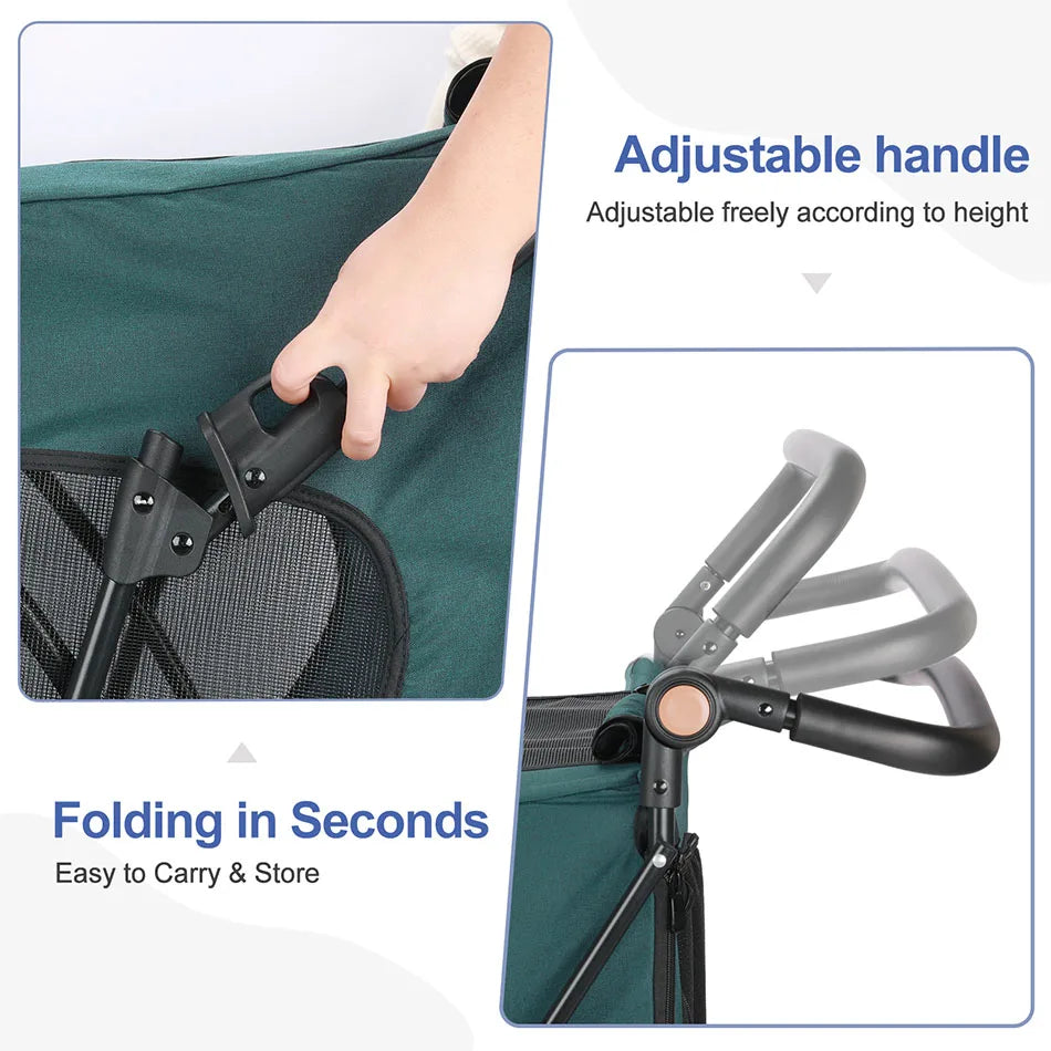 Medium or larger Pet Stroller 4-Wheel  Travel Stroller Jogger for Cat Pet Supplies Outdoor