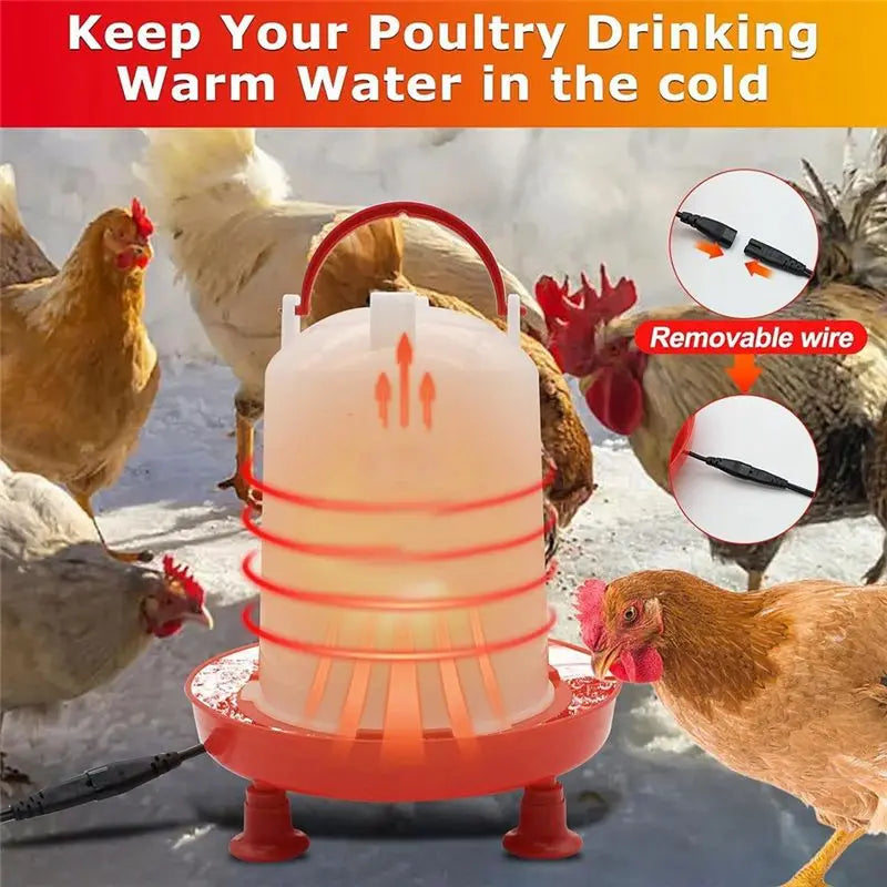 Auto-Fill For Winter Heated Chicken Waterer 3L Heater With Leg Support, 35W Heating Poultry