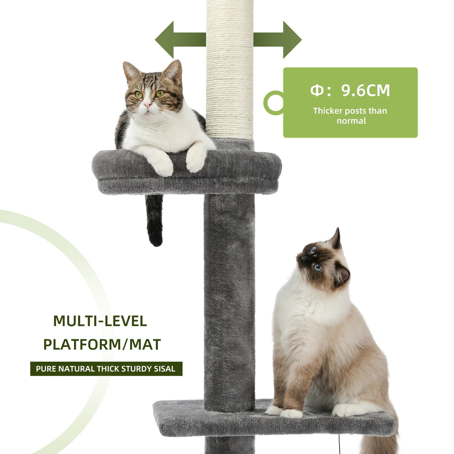 Adjustable Floor-to-Ceiling Vertical Cat Tree Tower Stable Tall Cat Climbing Tree Cat Kittens Cat Toy Suitable for Indoor Cats