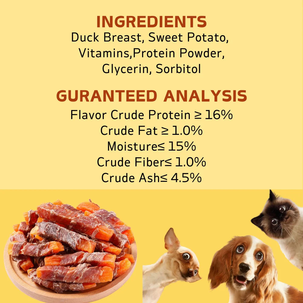 200g/400g (7.05oz/14.1oz) Dog Treats For Small, Medium, & Large Dog - Duck and Sweet Potato, Healthy, Easily Digestible,