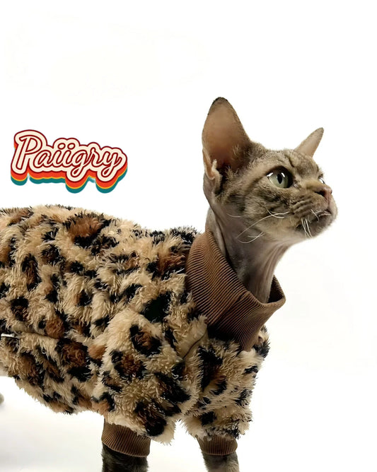 New pet leopard print pattern two-legged clothes cat dog autumn and winter Schnauzer puppy teddy small dog  panda clothes sphinx cat