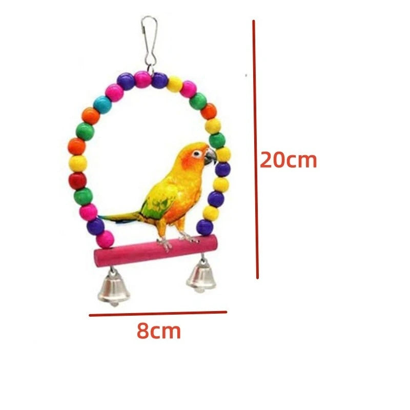 Bird and Parrot Toys Swing Bird Cage Decoration Mirror Staircase Wind Chimes Bird Accessories Toys for Birds