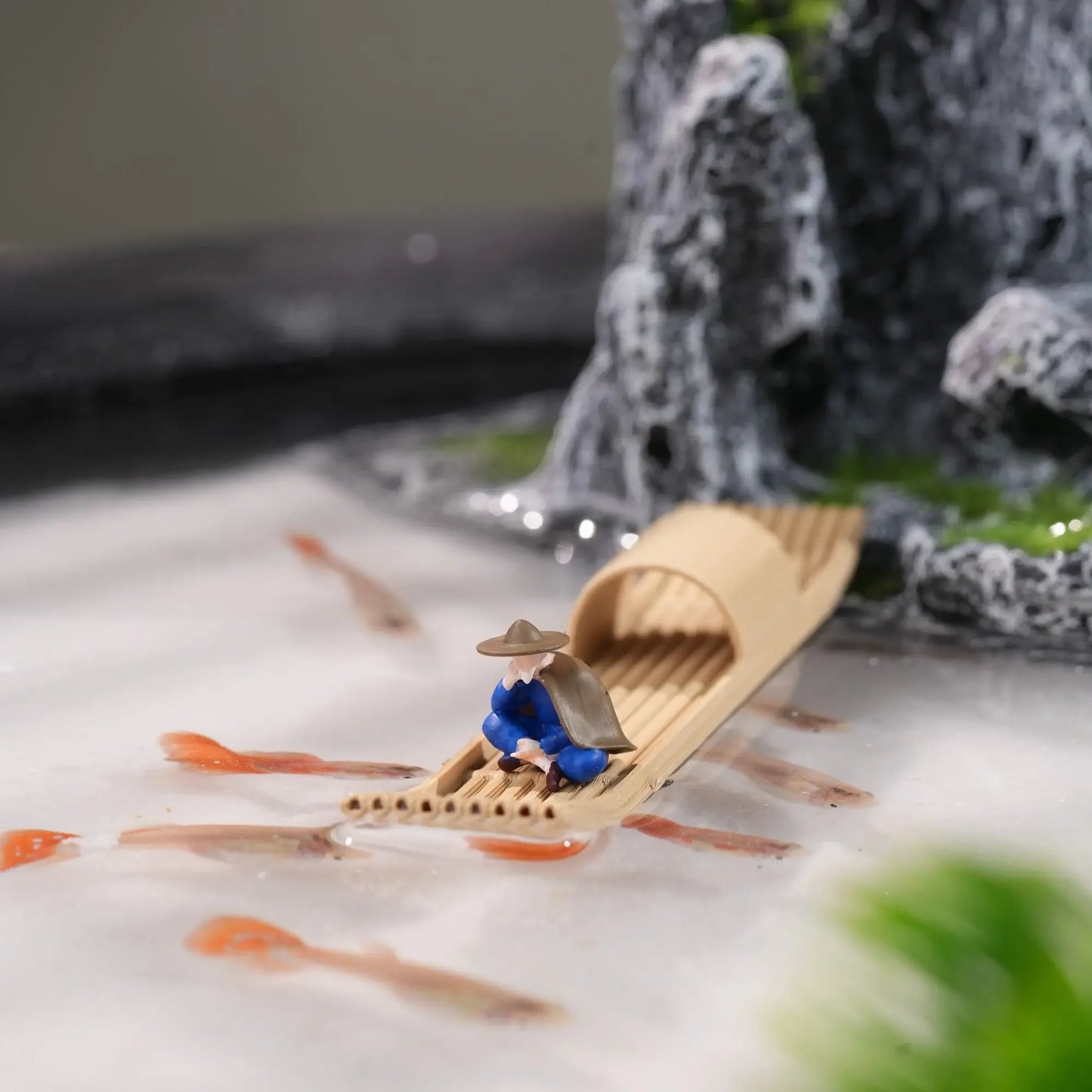 Floating Mini Boats Simulation Bamboo Raft for Fish Tank Bonsai Micro Landscape Decor Creative Decoration Aquarium Accessories